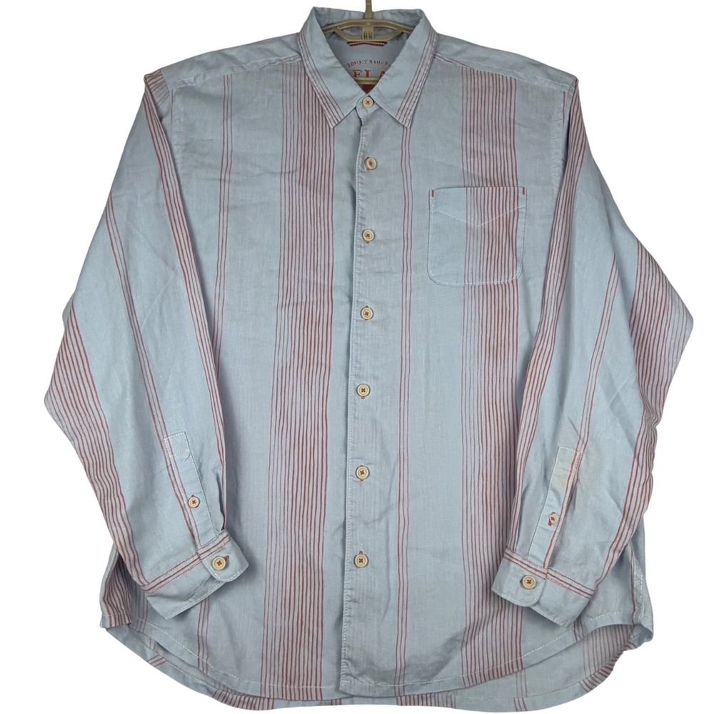 Tommy Bahama Relax Button Down Shirt Men XL (XL/TG) Blue Red Striped 100% Linen